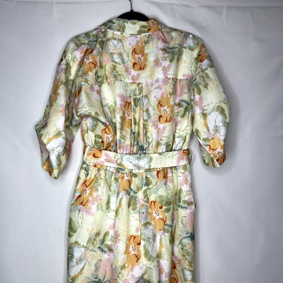LENA Women's Floral Multicolor Jumpsuit Zip front Short Sleeve Size Medium - Picture 8 of 12